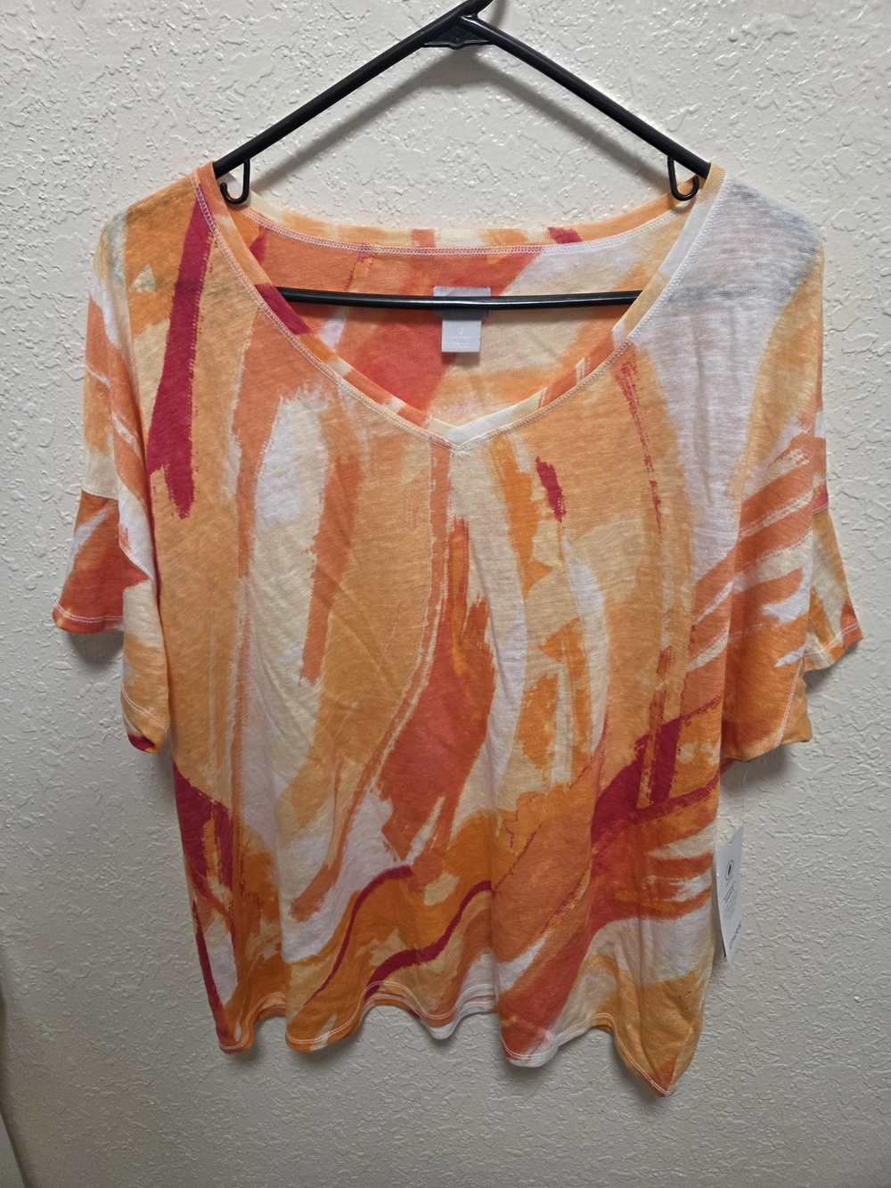 Chicos  V-Neck Orange Abstract Print Top